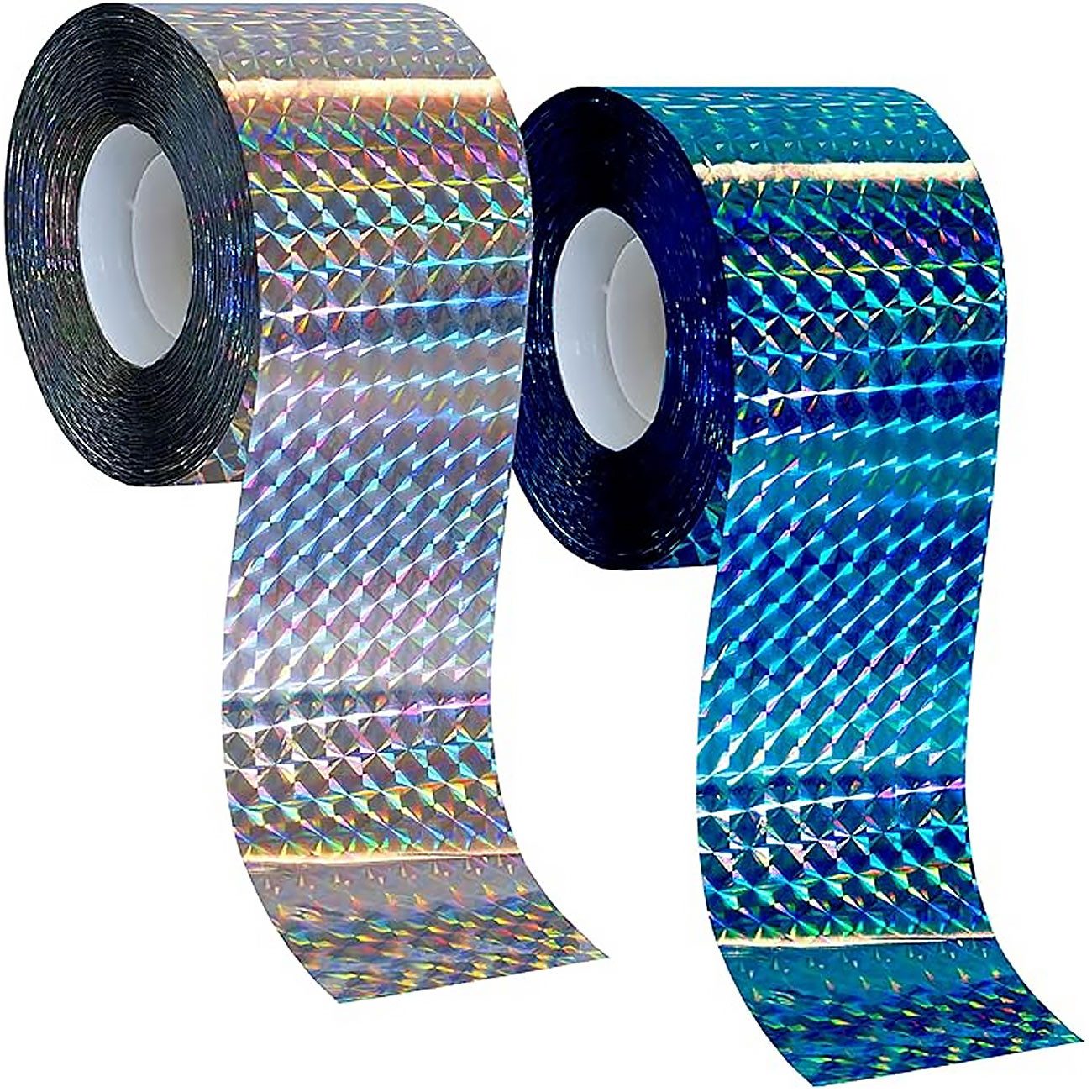 ISOTRONIC Vogelabwehr-Windspiel Reflektorband Set zur Vogel- & Wildabwehr, 2x 38m, silber & blau, (2-St., 2 tlg.-Set), 2er-Set Abwehrband je 38m gegen Vögel & Wildtiere