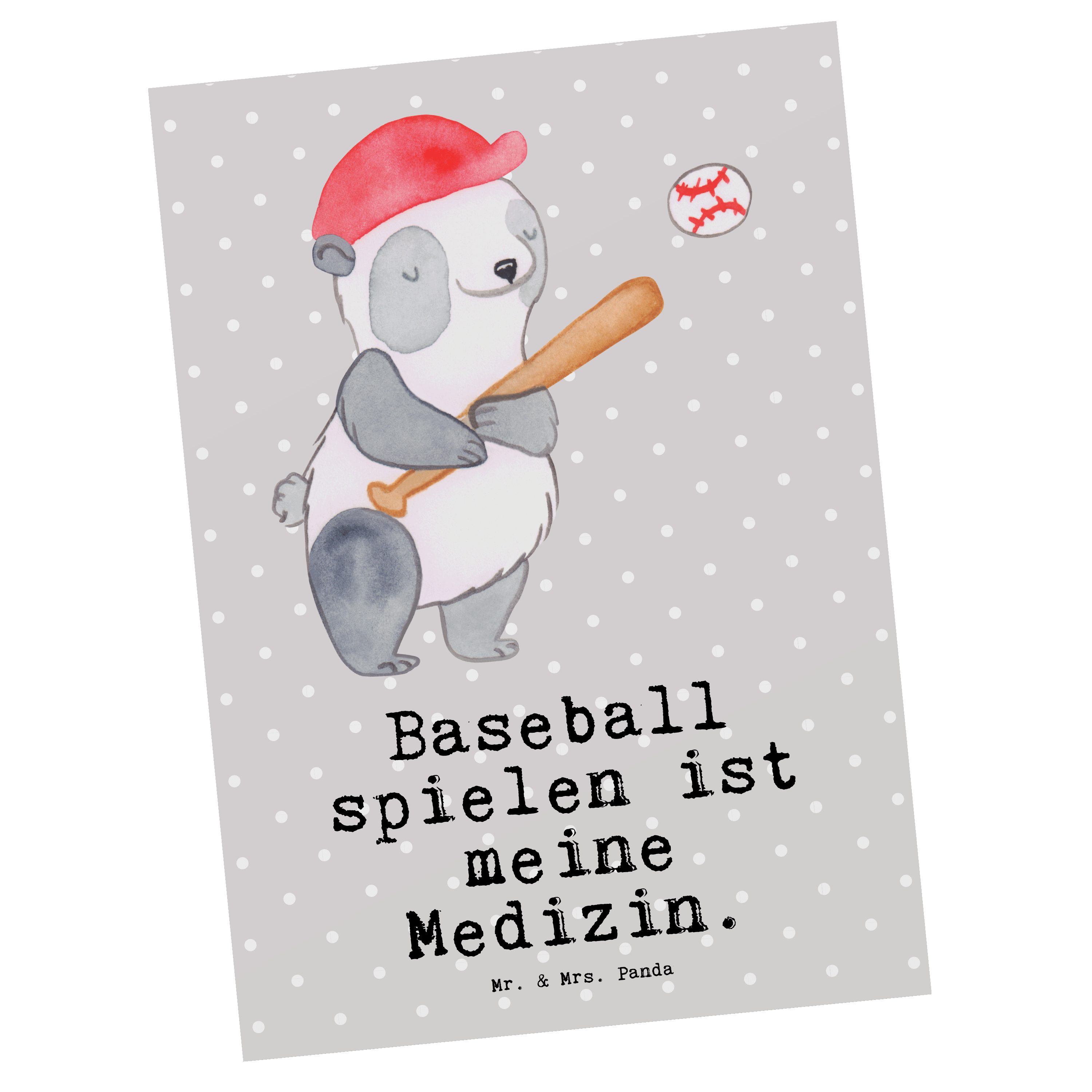 Mr. & Mrs. Panda - Panda Postkarte Sport, Baseball Pastell Grau spielen Medizin - Einl Geschenk