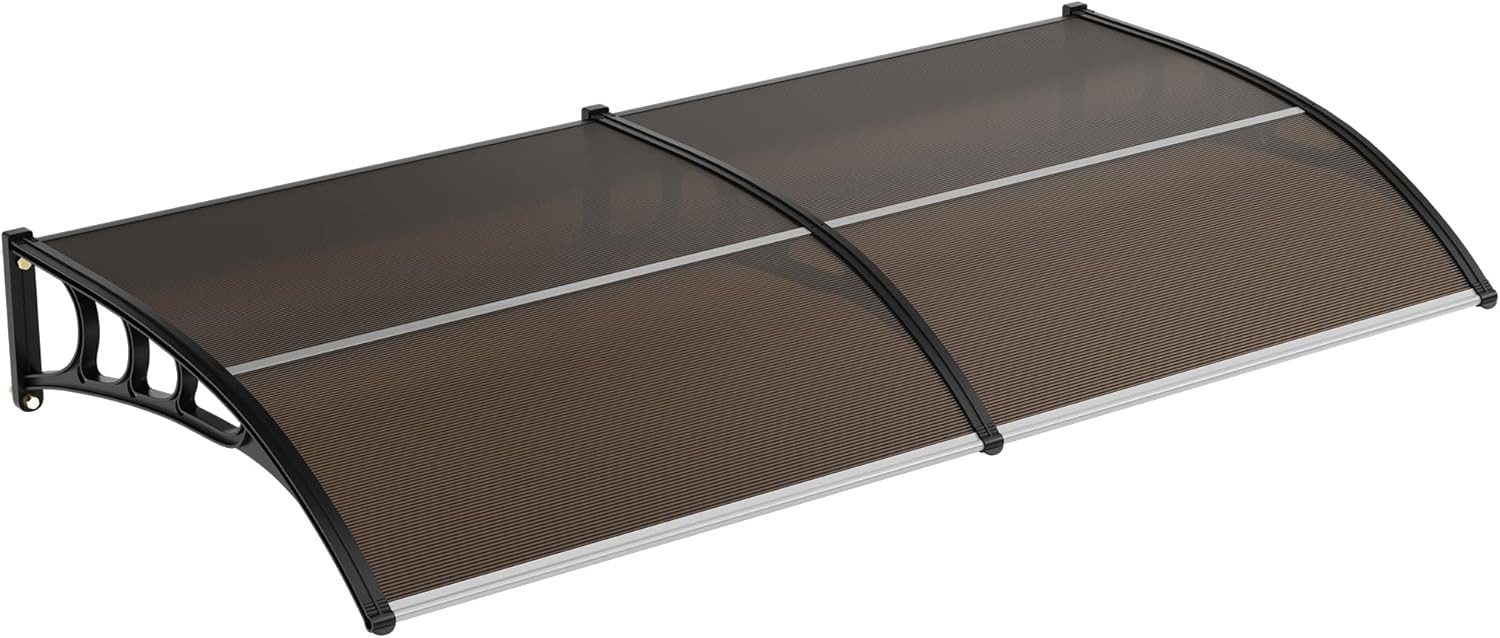 GarveeMore Anbaudach für Haustür,Überdachung Haustür aus Aluminium und Polycarbonat, BxT: 150x100 cm, Transparentes Pultbogenvordach,Regen Schnee Sonnenschutz