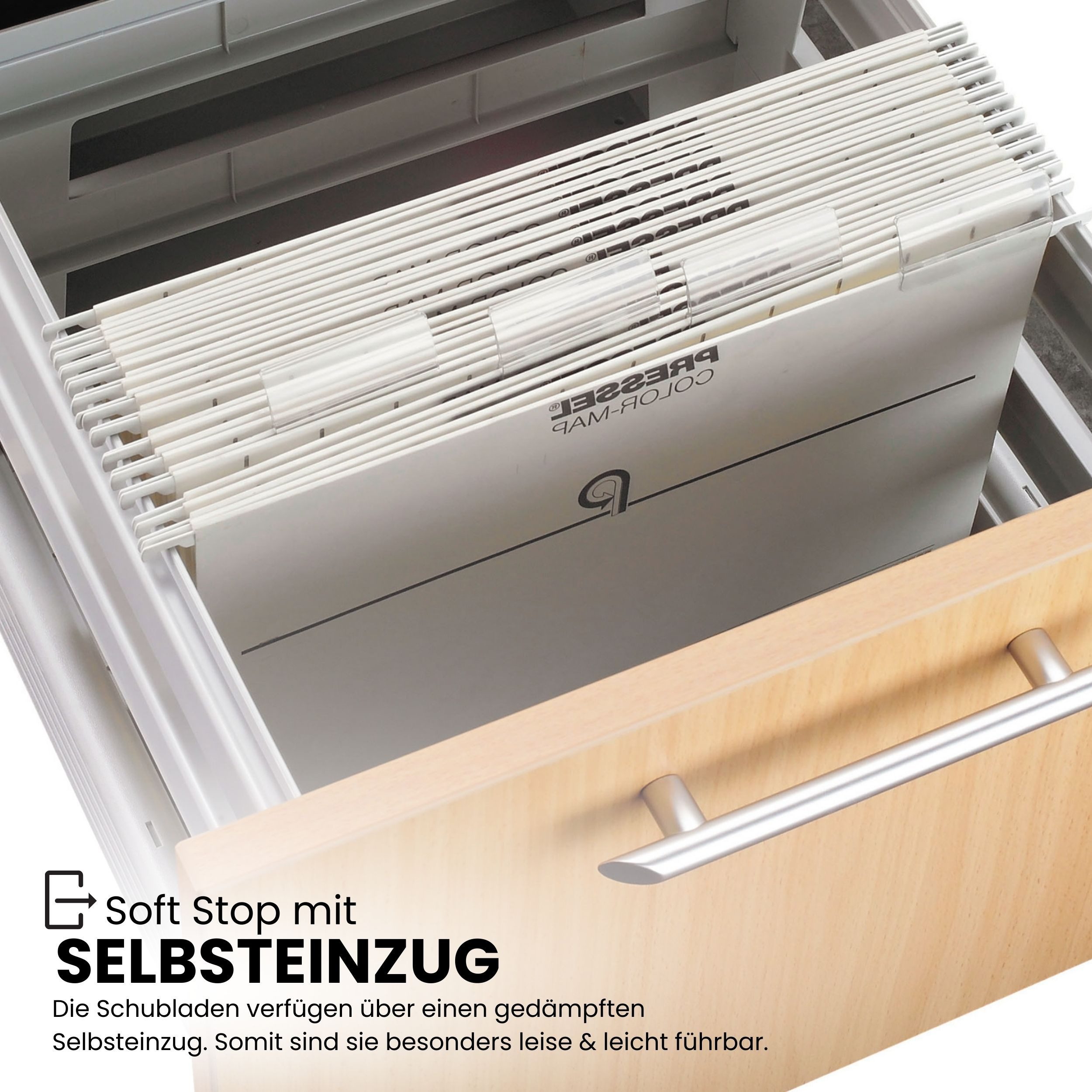 bümö Container office Standcontainer - mit Hängeregistratur Dekor: Weiß mit Bogengriff (Metall)