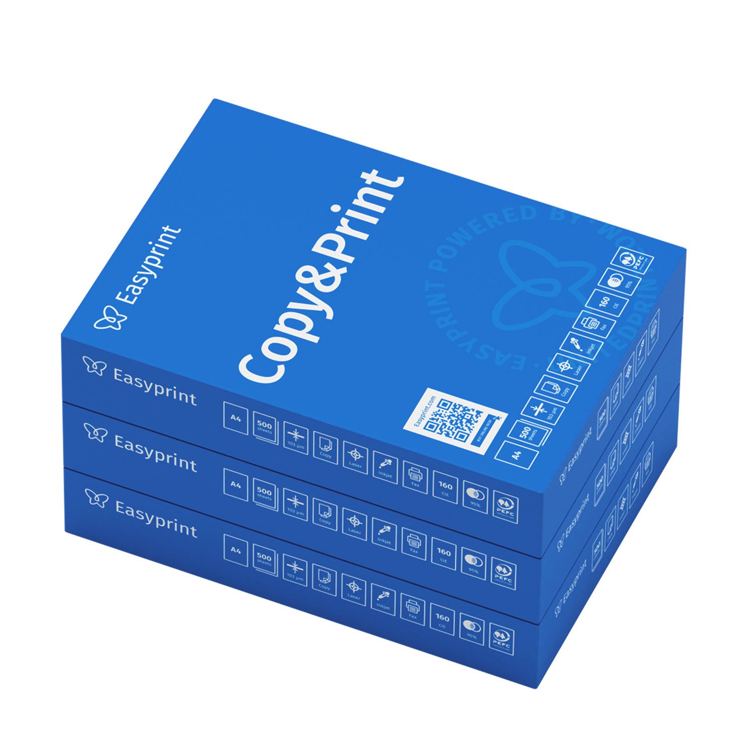 Easyprint Drucker- und Kopierpapier Kopierpapier 1500 Blatt A4 Premium Hochweiß CIE 160 Testsieger PEFC, PEFC-Zertifikat (GFA-PEFC-COC-500582)