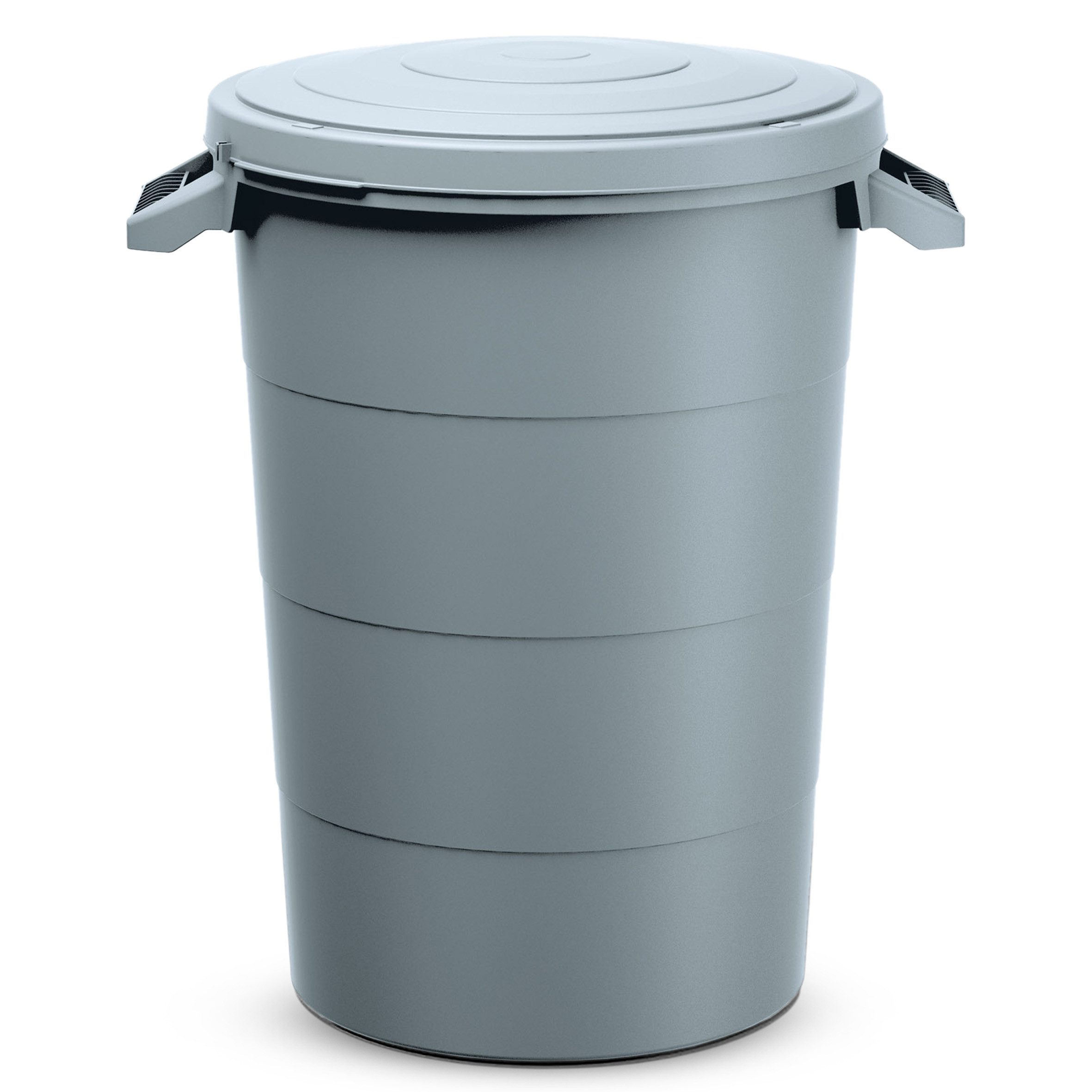 Spetebo Regentonne Regentonne 80 Liter mit Deckel - grau, 80.00 l, (Packung, 1-tlg., mit Tragegriffen), Universal Kunststoff Garten Tonne
