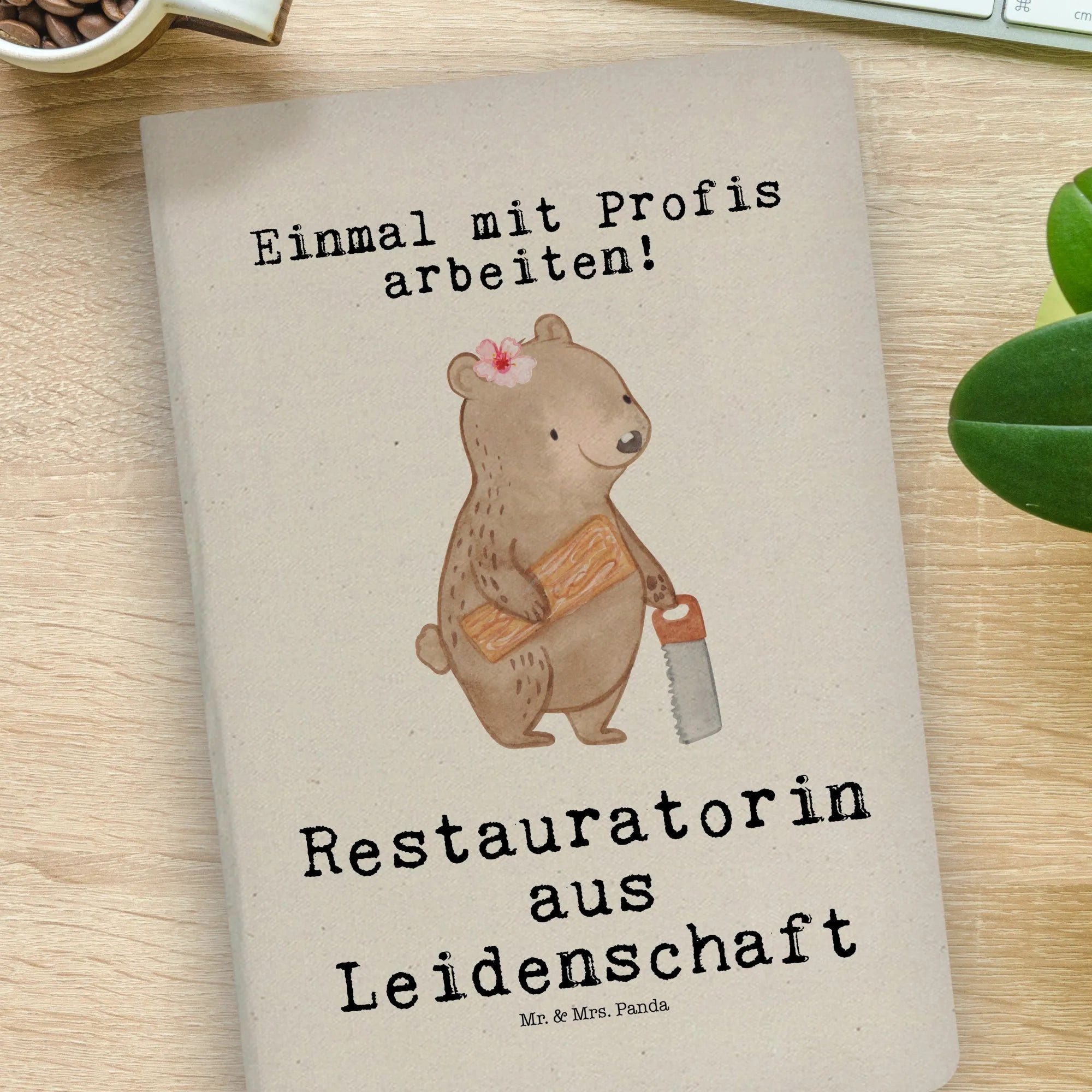 Thumbnail - Mr. & Mrs. Panda Notizbuch Restauratorin Leidenschaft - Transparent - Geschenk, Abschied, Rente, Mr. & Mrs. Panda, Langl...