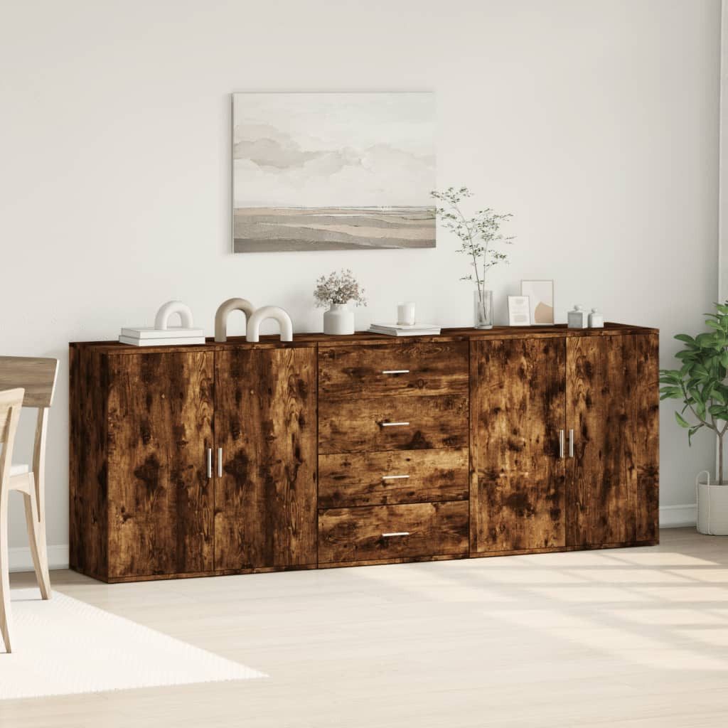 vidaXL Sideboard Sideboards 3 Stk. Räuchereiche günstig online kaufen