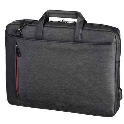 Hama Laptoptasche Notebook Tasche bis 34 cm (13,3 Zoll), Farbe Schwarz, modisches Design, Mit Tabletfach, Vordertaschen, Organizerstruktur, Trolleyband,USB-Port