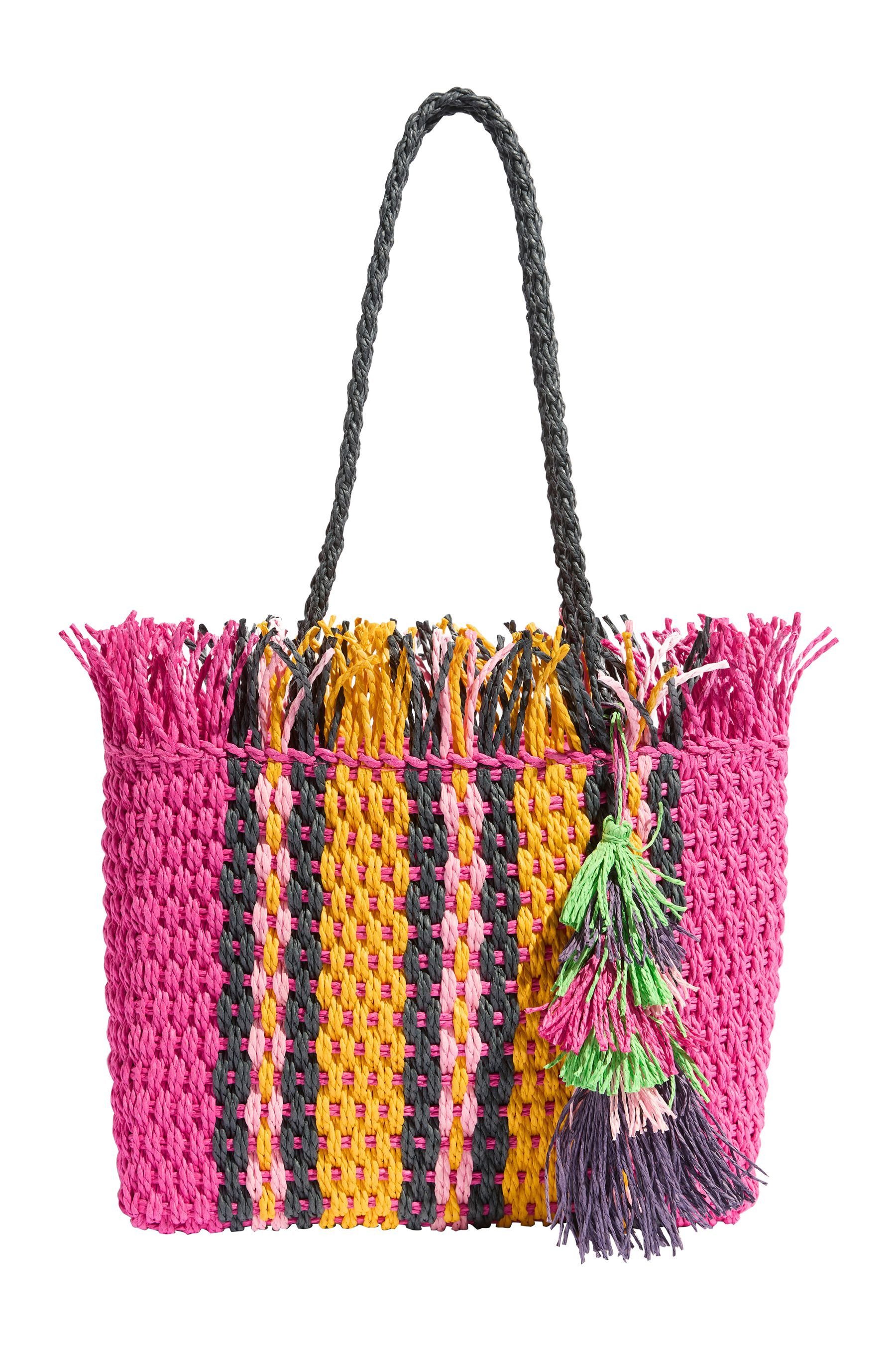 Love & Roses Shopper Love & Roses Raffia-Strandtasche mit Fransen (1-tlg)