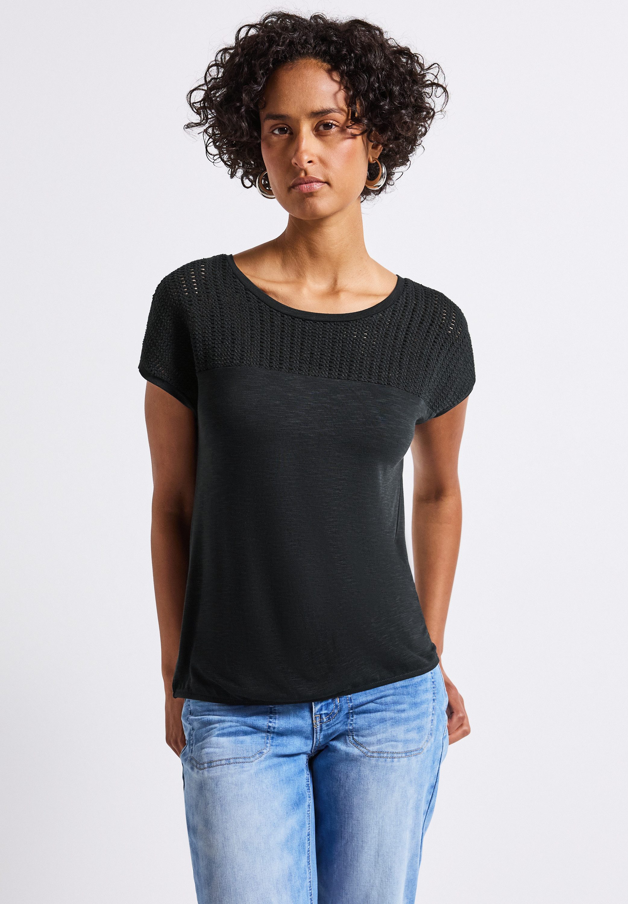 STREET ONE T-Shirt, aus elastischem Materialmix günstig online kaufen