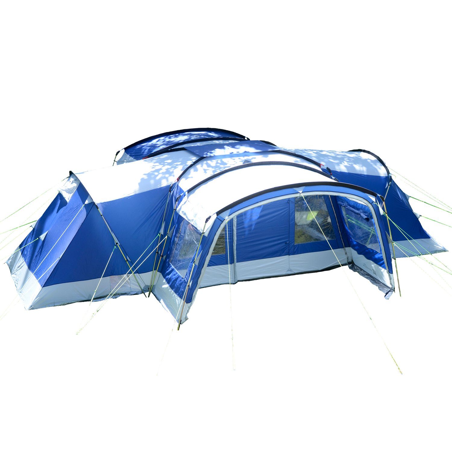 Skandika Kuppelzelt Nimbus 12 Gruppenzelt, Campingzelt mit 3 Schlafkabinen, Personen: 12, wasserdicht, 5000mm Wassersäule, 2,15m Stehhöhe, versetzbare Frontwand