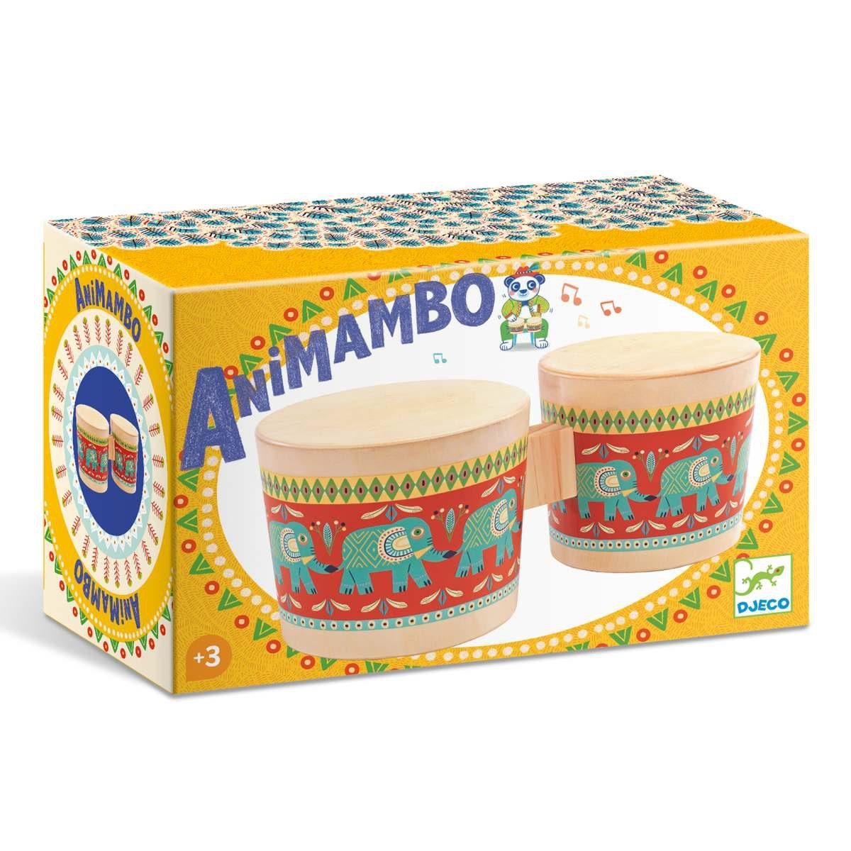 DJECO Bongo Animambo Instrument Bongo Trommel Holz Kinder-Bongo
