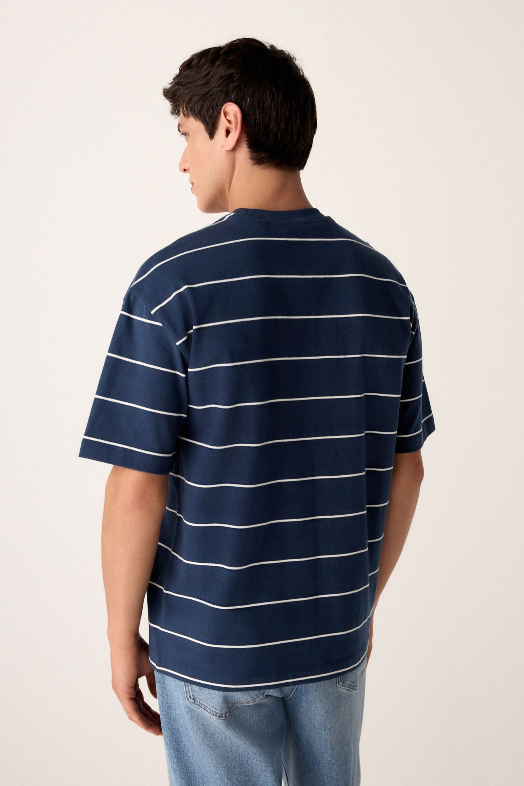 Next T-Shirt Gestreiftes T-Shirt 100 % Baumwolle im Relaxed Fit (1-tlg) günstig online kaufen