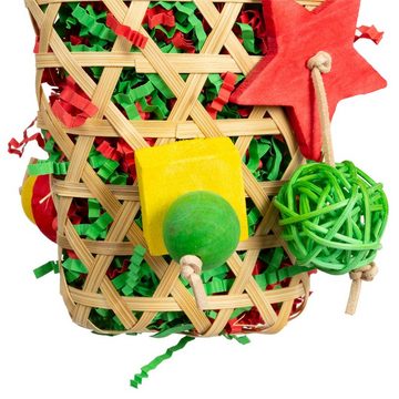 Happy Bird Vogelspielplatz Vogelspielzeug Bamboo Shred-Basket, Hängespielzeug für kleine Papageien und Sittiche, ca. 21 x 11 x 5 cm