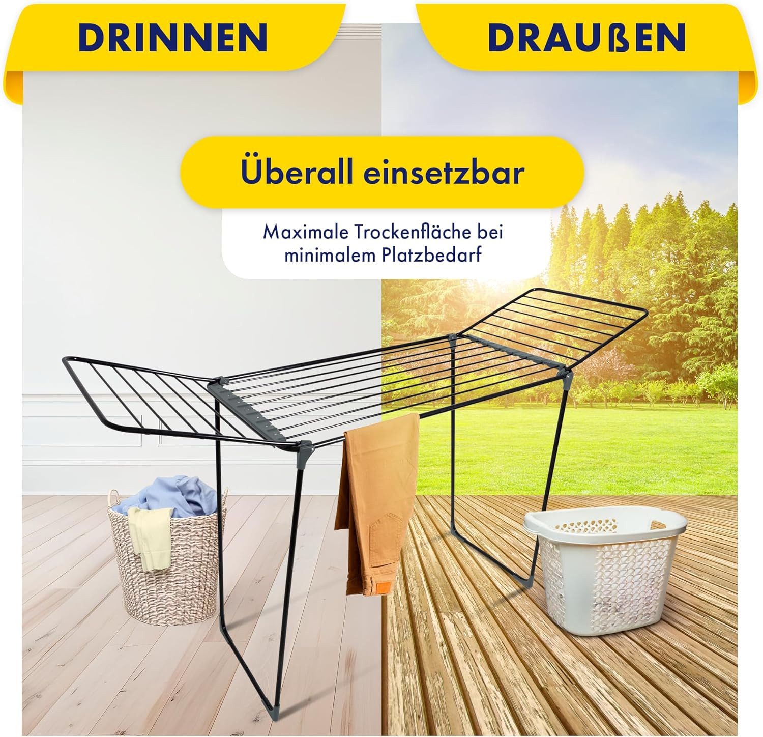 Casa Si Wäscheständer Ultra – platzsparend – aus legiertem Stahl für große Wäschemengen, XXL-Trockenlänge, Stabil, Flexibel, Klappbar, Platzsparend – Bild 4 von 5