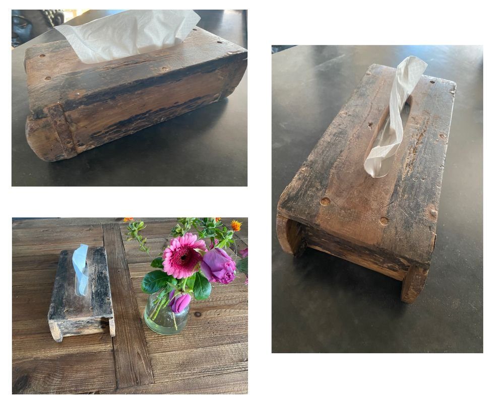 Shabby-Work Holzkiste Ziegelform Holz Tissuebox Braun ca.31x15cm Kosmetiktuch-Box, altes Holz – Bild 3 von 3