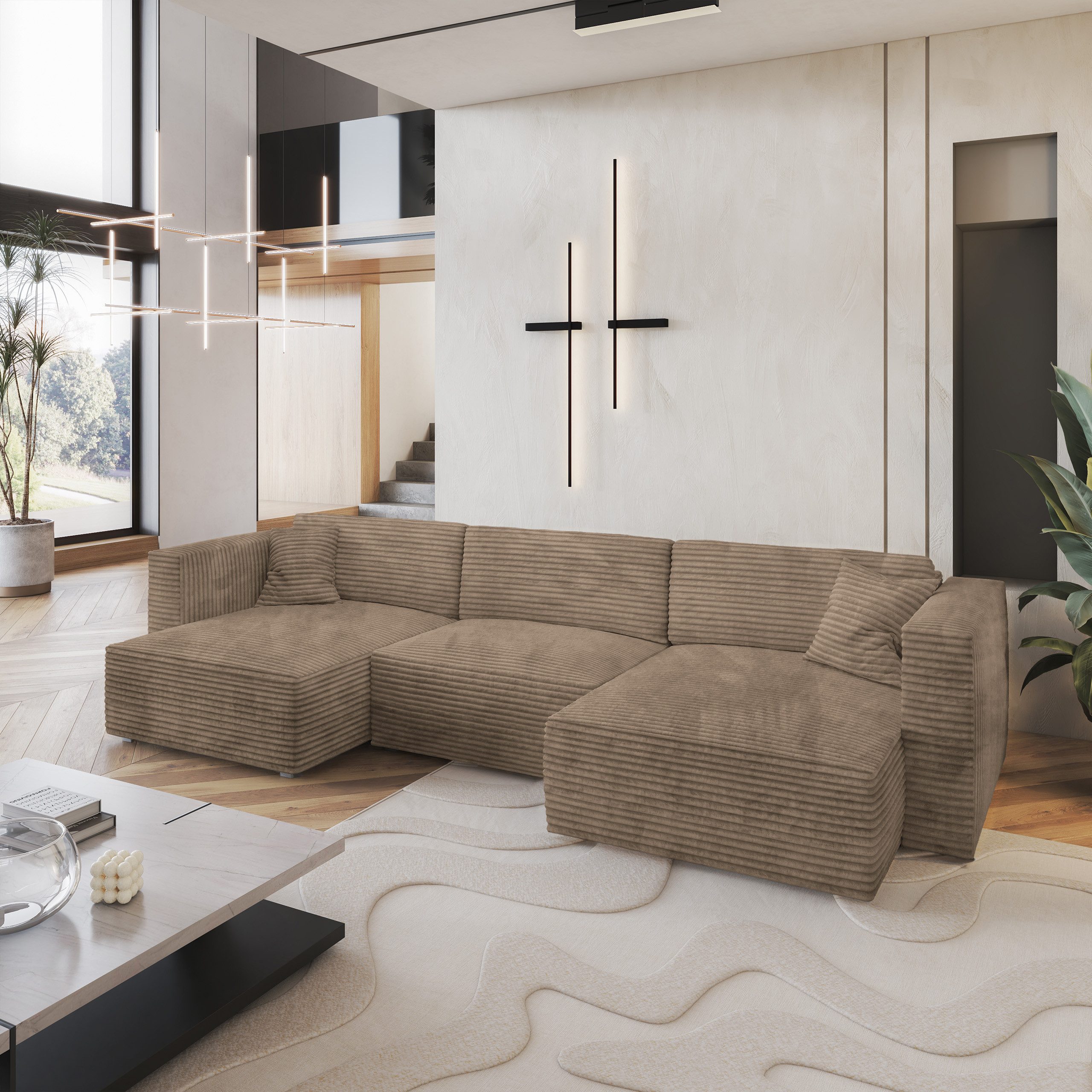 Masseno Ecksofa SARMO mit Schlaffunktion U-Form, günstig online kaufen