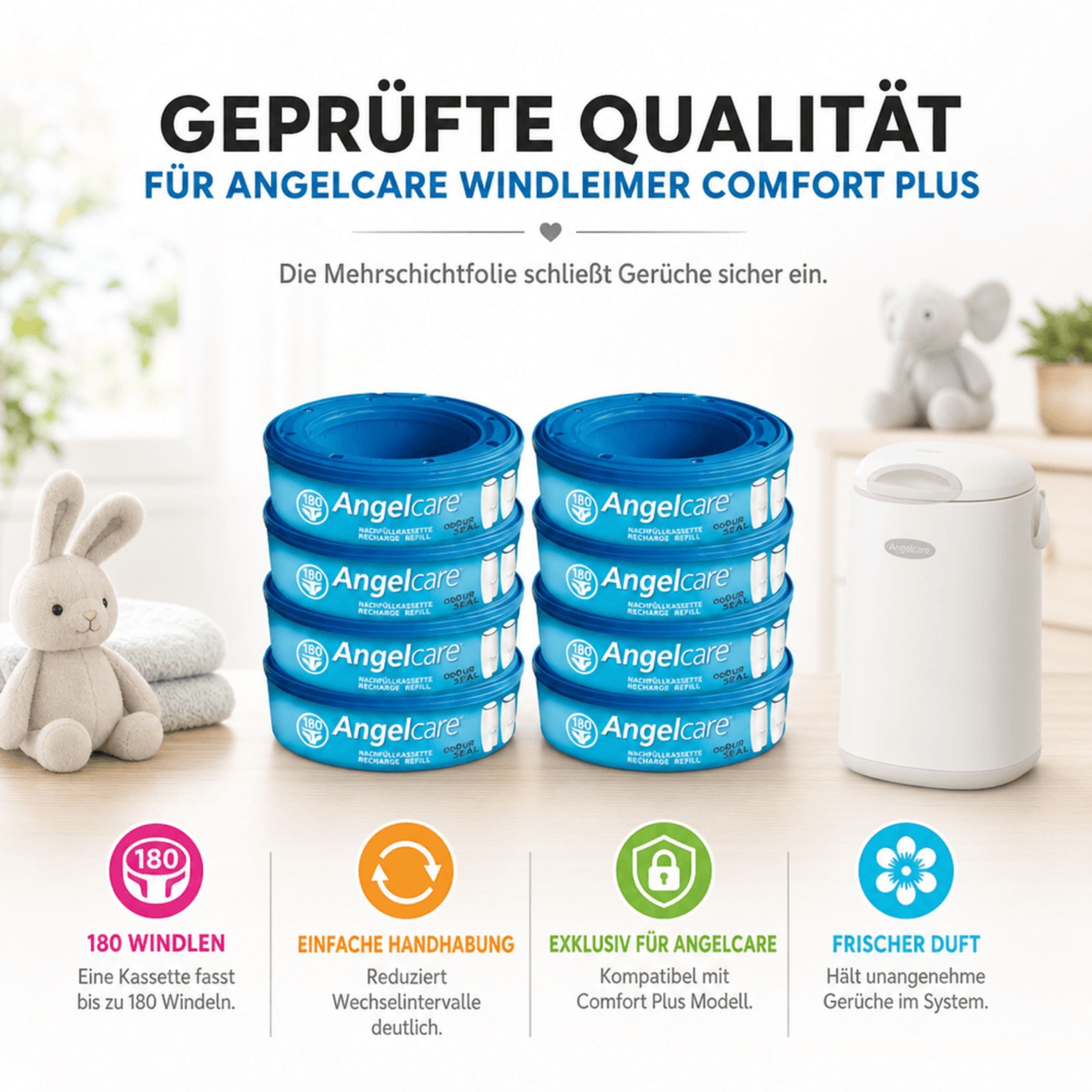 Angelcare® Windeleimer 8er-Pack Nachfüllkassetten für Windeleimer Comfort Plus – Bild 5 von 5