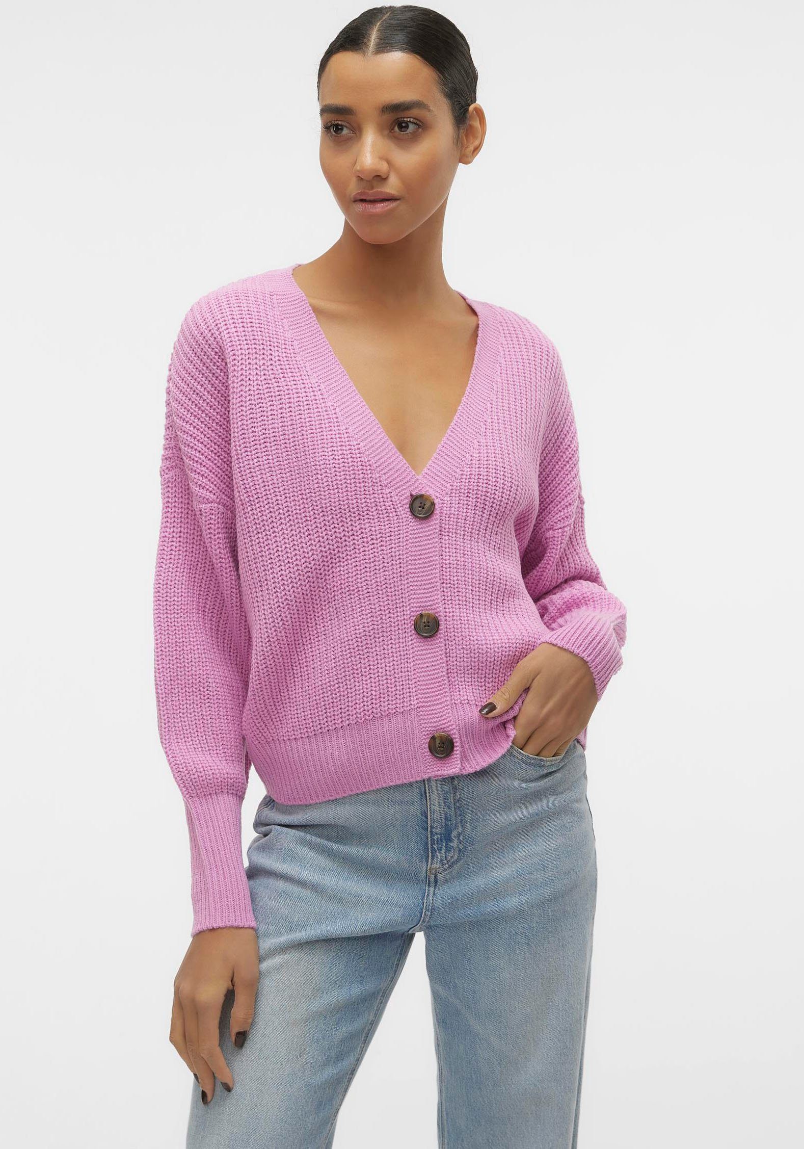 Moda CUFF V-NECK Lavender Pastel LS VMLEA Vero CARDIGAN Strickjacke