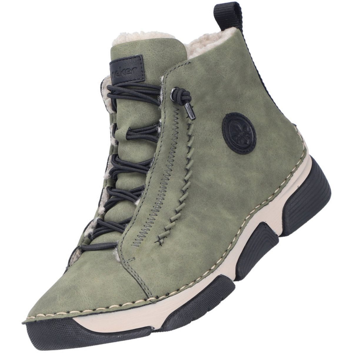 Rieker 45912-54 Stiefelette Schnürboot mit warmem Kunstfell und Reißverschluss