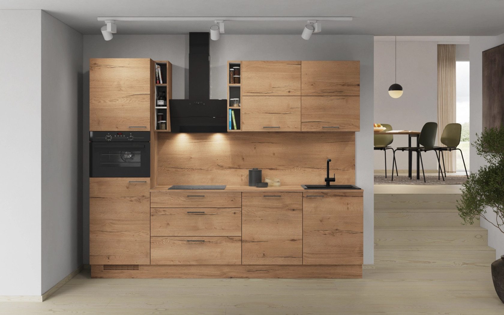 nobilia® Küchenzeile Bjoern, individuell anpassbar, gratis Küchenplanung mit Profis, (Breite 270 cm), vormontiert, wahlw. mit E-Geräten, inkl. Lieferung