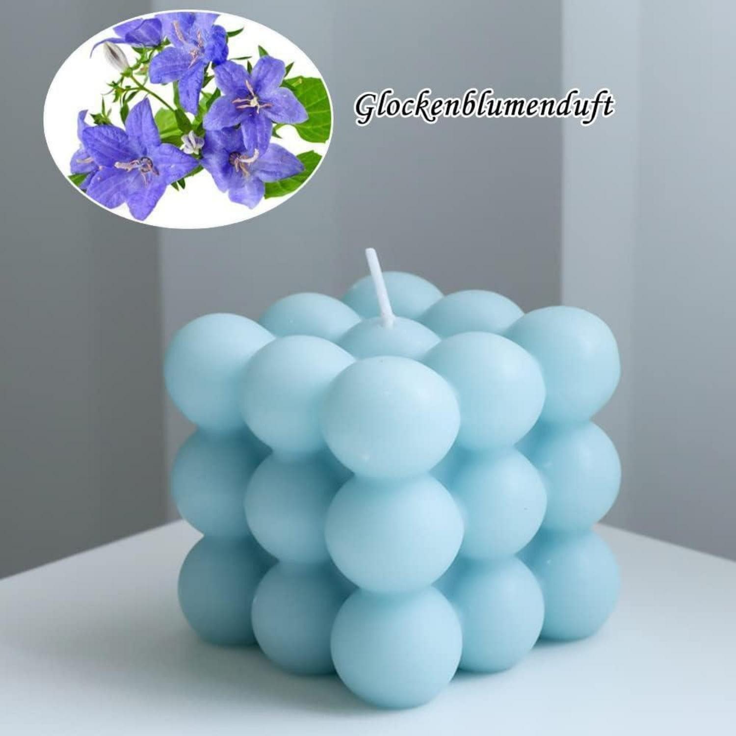 LuxusKollektion Duftkerze Kerze Bubble 2 Stück Soja Bienenwachs Deko Handmade Blau und Rosa