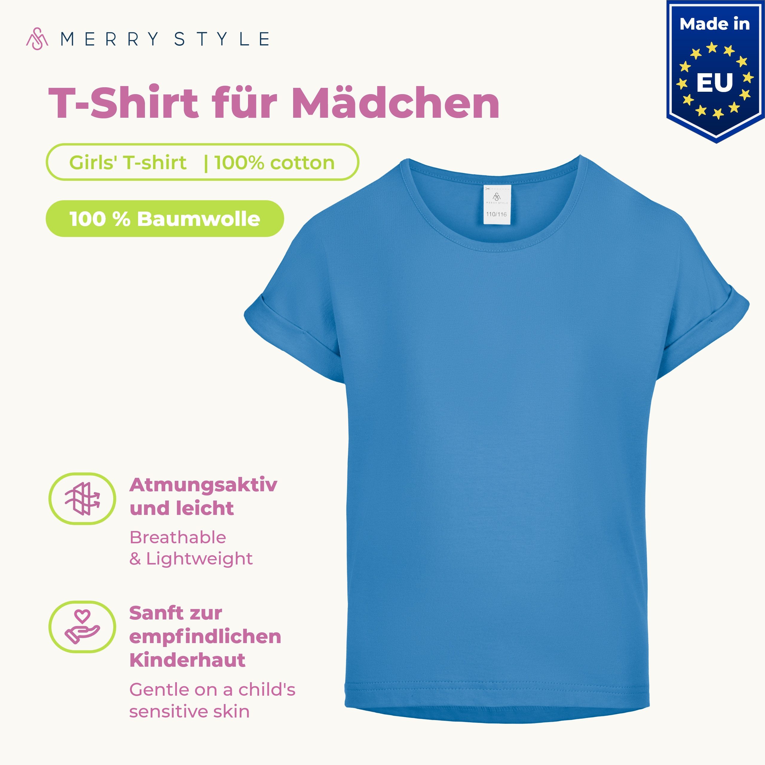 Merry Style T-Shirt für Mädchen aus weicher Baumwolle MS-468 (1-tlg) – Bild 2 von 5