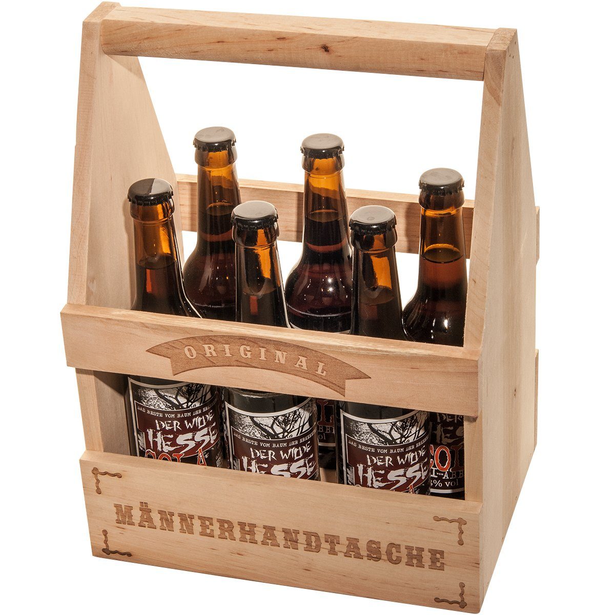 Spruchreif® Flaschenhalter »Flaschenträger Holz · Männerhandtasche Bier ·  Geschenke für Männer · Flaschenkorb Holz · Bierträger für 6 Flaschen ·  Männergeschenk · Flaschentrage« online kaufen | OTTO