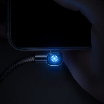 mcdodo Mcdodo 90 Grad Micro-USB Typ-C iPhone 2A Ladekabel mit LED Nylon Schnelllade-Gerät