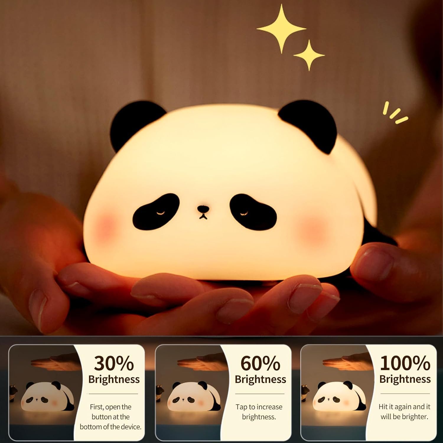 FELIXLEO LED Nachtlicht Nachtlicht Kinder Panda Lampe Dimmbar Timer Silikon Baby