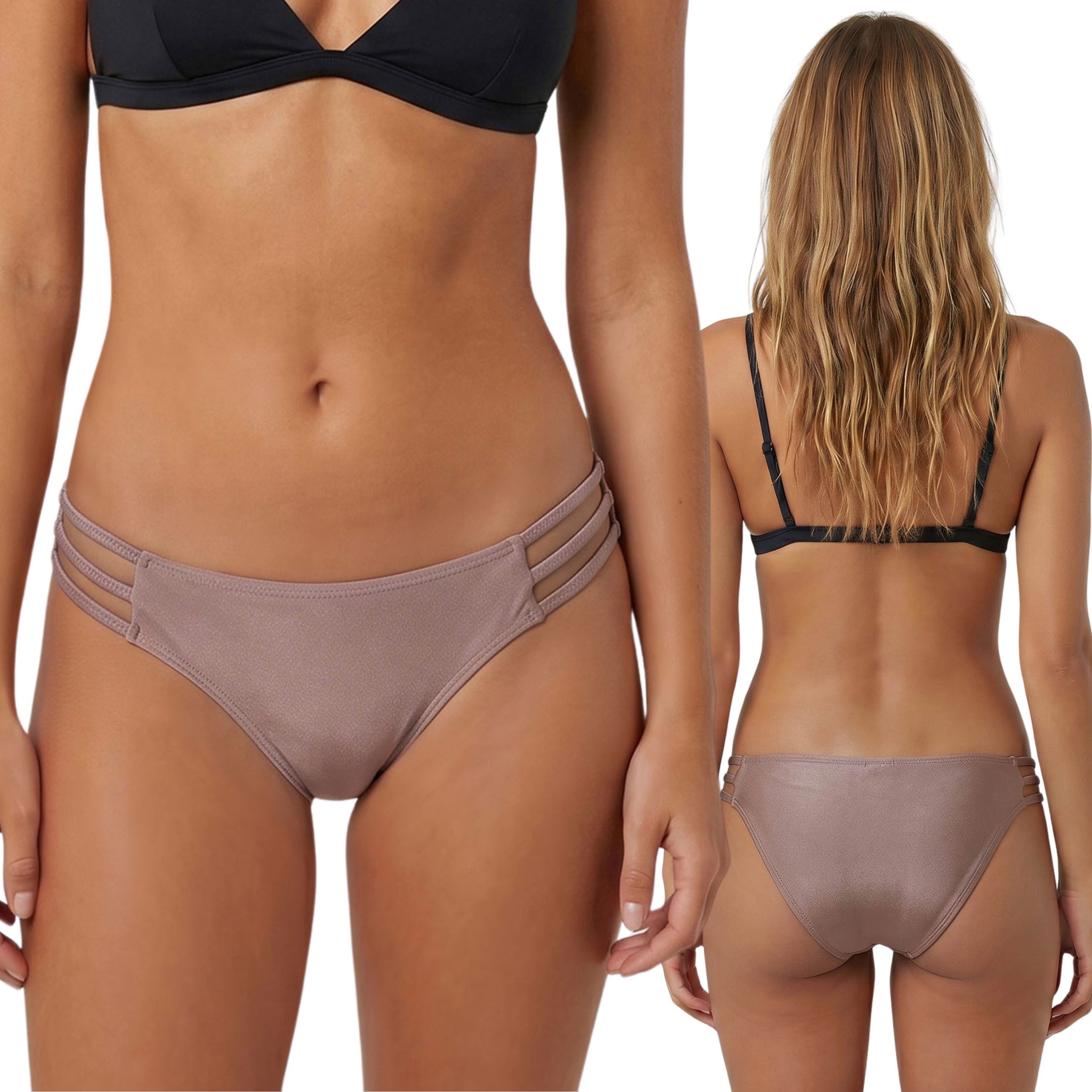 Sarcia.eu Badehose Braune Bikinihose Damen, Badeanzug-Unterteil mit Zierbändern