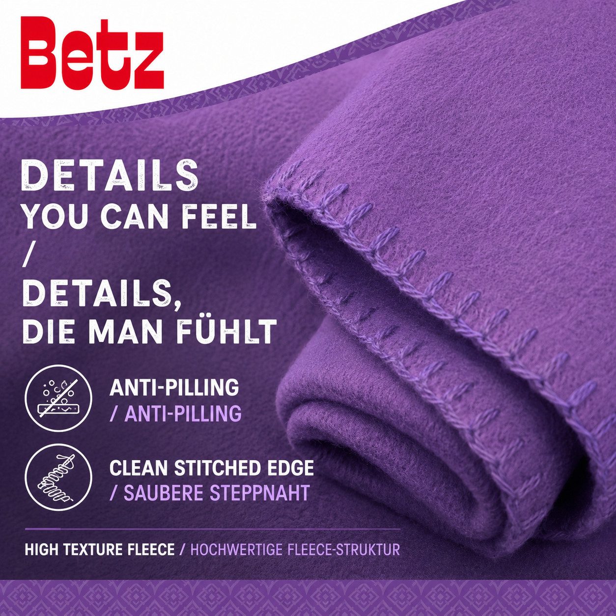 Wohndecke Betz Fleecedecke 130x170 cm 180g/m² – Weiche Wohndecke & Kuscheldecke, Betz, Leicht, wärmend & pflegeleicht – Bild 4 von 5