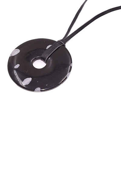 Firetti Kette mit Anhänger Schmuck Geschenk, Donut, Made in Germany - mit Onyx, Aventurin, Dalmatiner Jaspis oder Obsidian
