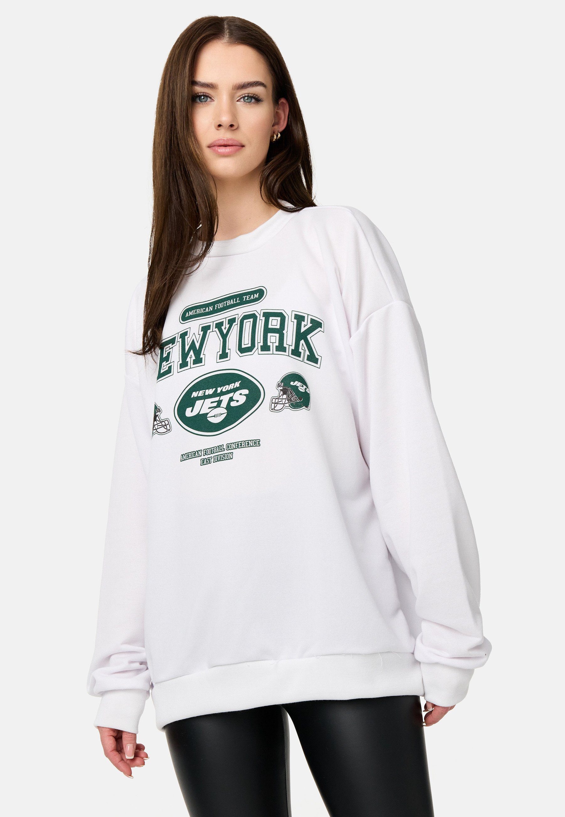 Worldclassca Longsweatshirt Worldclassca Damen Oversized Sweatshirt Lounge Sweater Shirt JETS