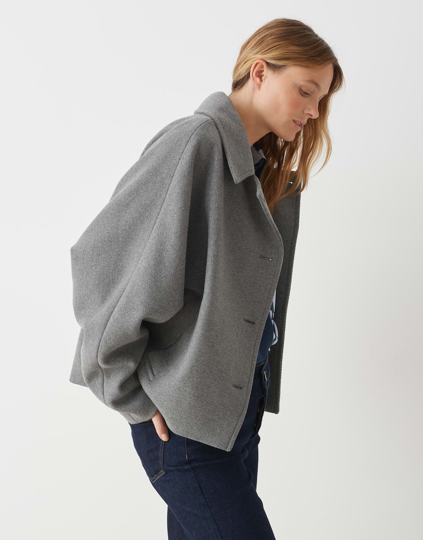 OPUS Kurzjacke Kurzjacke HAJONA Oversize aus Woll-Mix