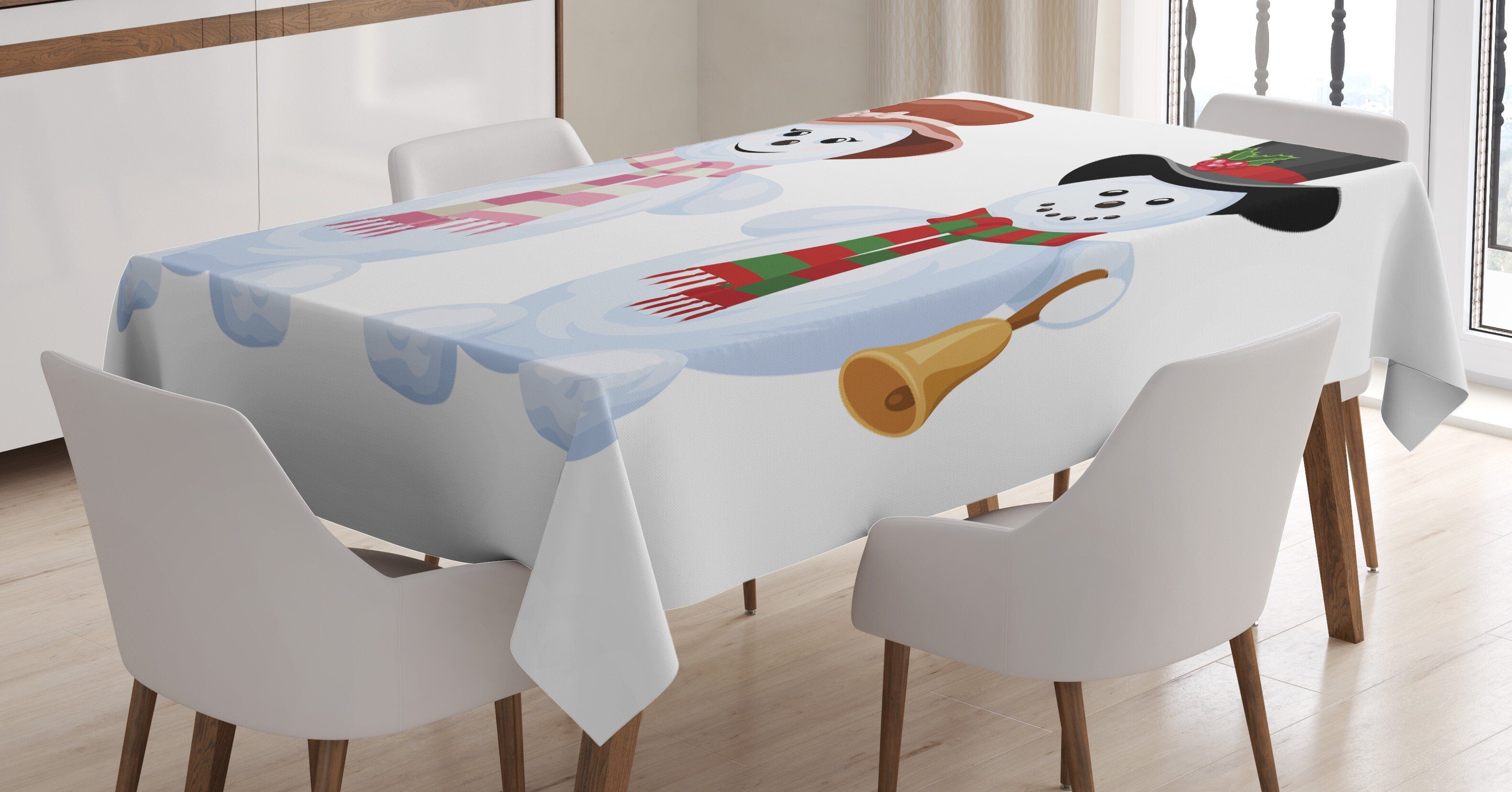 Abakuhaus Tischdecke Farbfest Waschbar Für den Außen Bereich geeignet Klare Farben, Schneemann Winterzeit-Feiertags-Entwurf