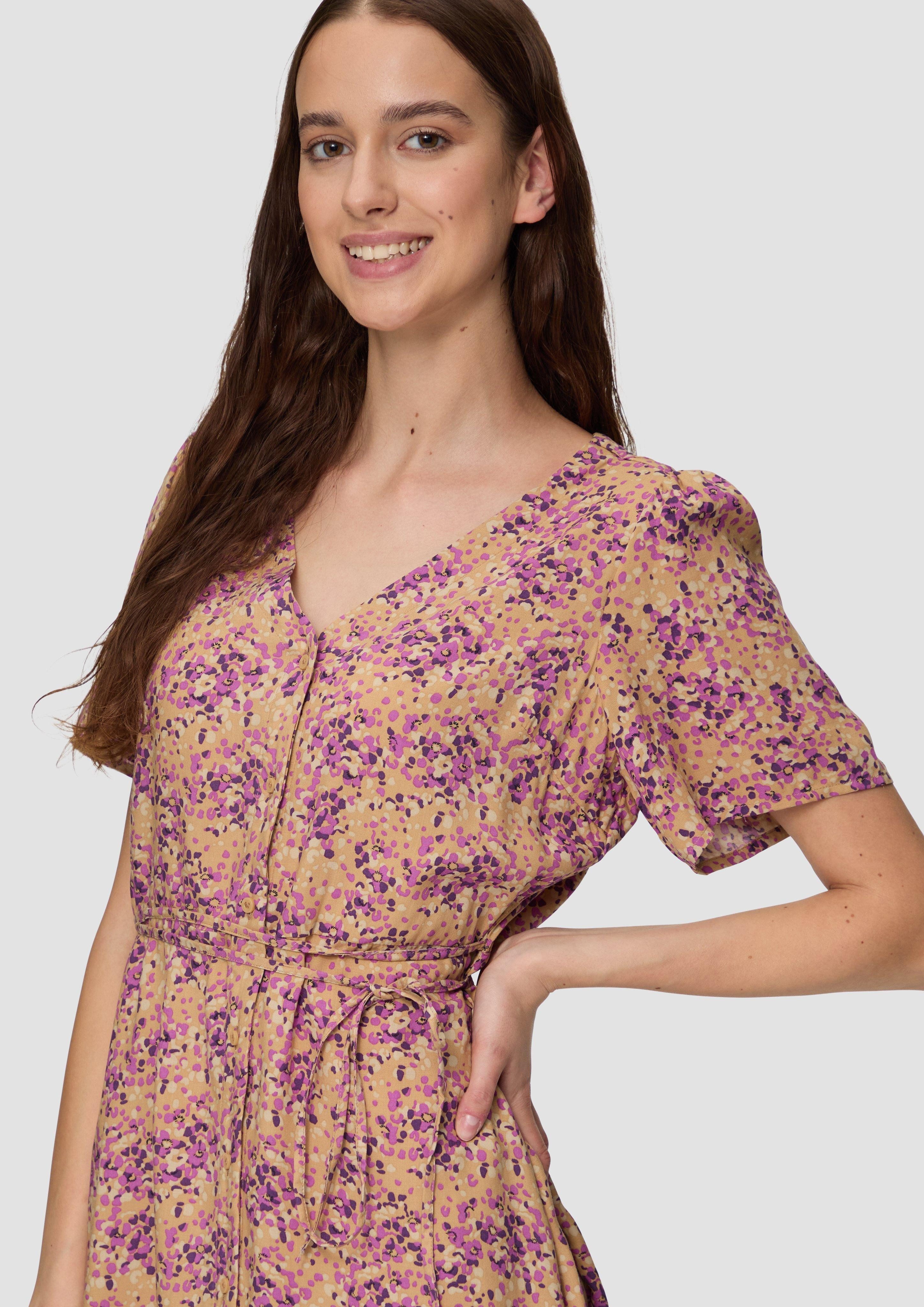 QS Minikleid Luftiges Viskosekleid mit All-over-Print günstig online kaufen