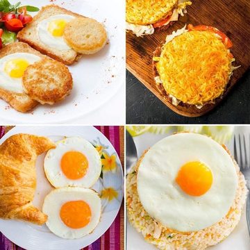 SOTOR Omelette-Maker 4 Stück Runden Edelstahl Egg Ring,Omelettform Kochen,Spiegelei Ringe, Runde Pfannkuchenform,Mini Pfannkuchen Runde Eierringe