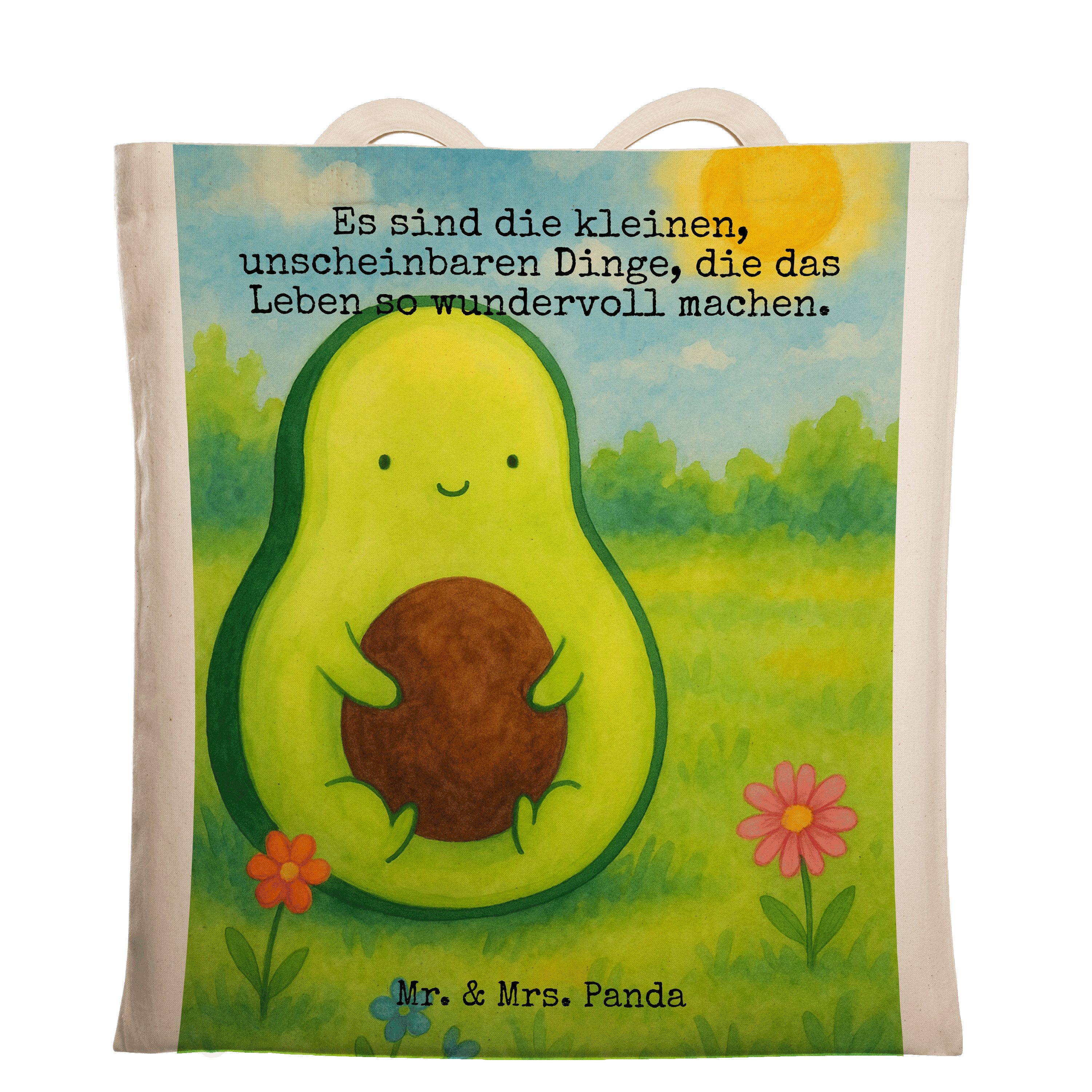 Mr. & Mrs. Panda Tragetasche Avocado Kern Design, Tote Bag, Weiß, Laptoptasche, Baby, Liebe, schul (Packung), Kern Stoff-Tragetasche studententasche