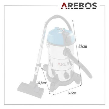 Arebos Industriesauger 5in1, Nass-& Trockensauger, 1300W, 30 L, 1300 W, Verwendbar als Trockensauger mit Beutel und Filter sowie als beutelloser Wassersauger mit praktischem Wasserablass für schnelle Entleerung, 360° Rollen für optimale Rangierbarkeit
