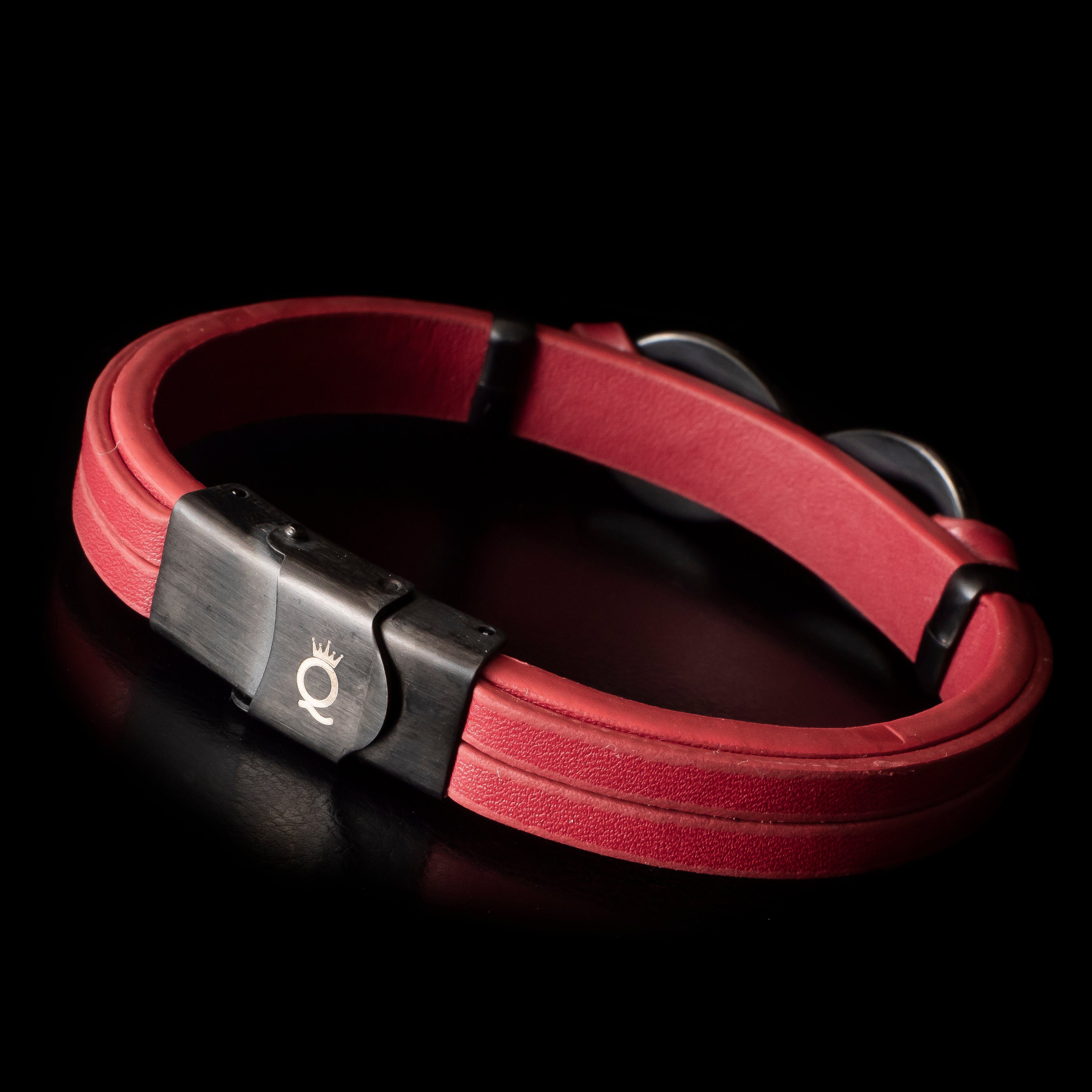 UNIQAL.de Lederarmband Unendlichkeit Leder Echtleder, Armband (Edelstahl, Designed Handgefertigt), Casual Red "INFINITY" Herren Style, Germany in