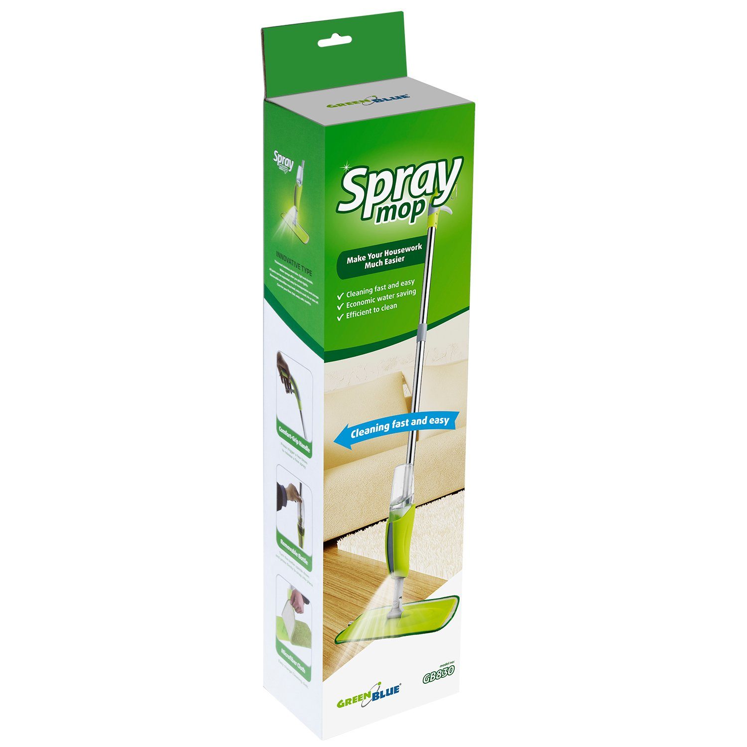 Sprühwischer Mop Spray GB830 GreenBlue Mopp-Bodenreiniger Sprühwischer