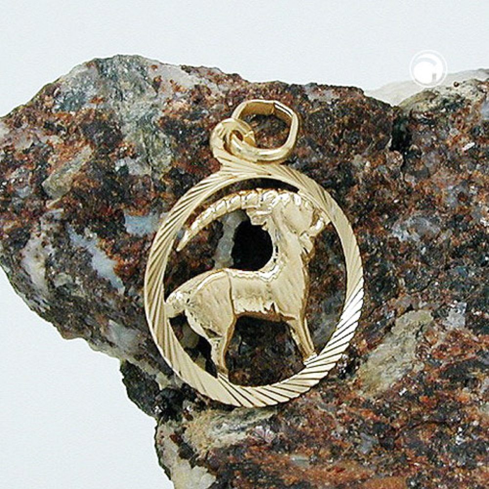 Herren Damen und Karat Sternzeichenanhänger Kettenanhänger 9 15 mm, Steinbock Gold Sternzeichen unbespielt für Goldschmuck Schmuck Anhänger