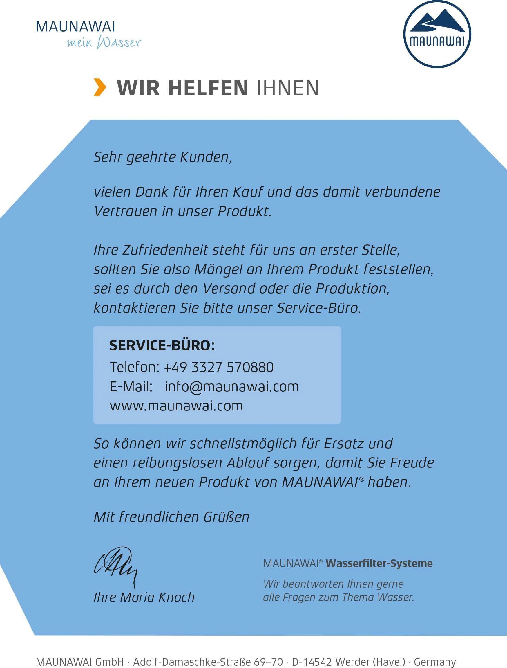 mineralstoffreich zertifizierte lebendig Wasserfilter vital Kini, weiß Maunawai + Tischwasserf.-Kanne,