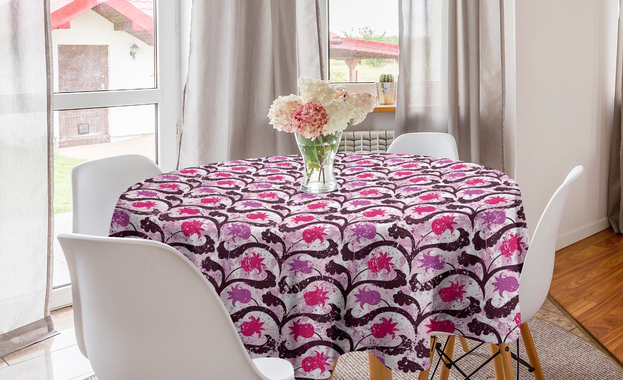 Abakuhaus Tischdecke Kreis Tischdecke Abdeckung für Esszimmer Küche Dekoration, Blumen Schmutz-Art-Farben-Spritzer