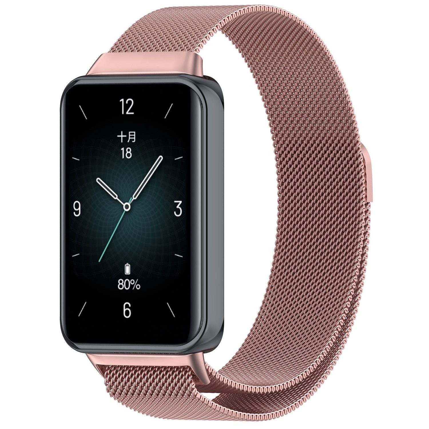 Wigento Smartwatch-Armband Für Honor Band 9 Metall Stahl Mesh Ersatz Armband mit Magnetverschluss