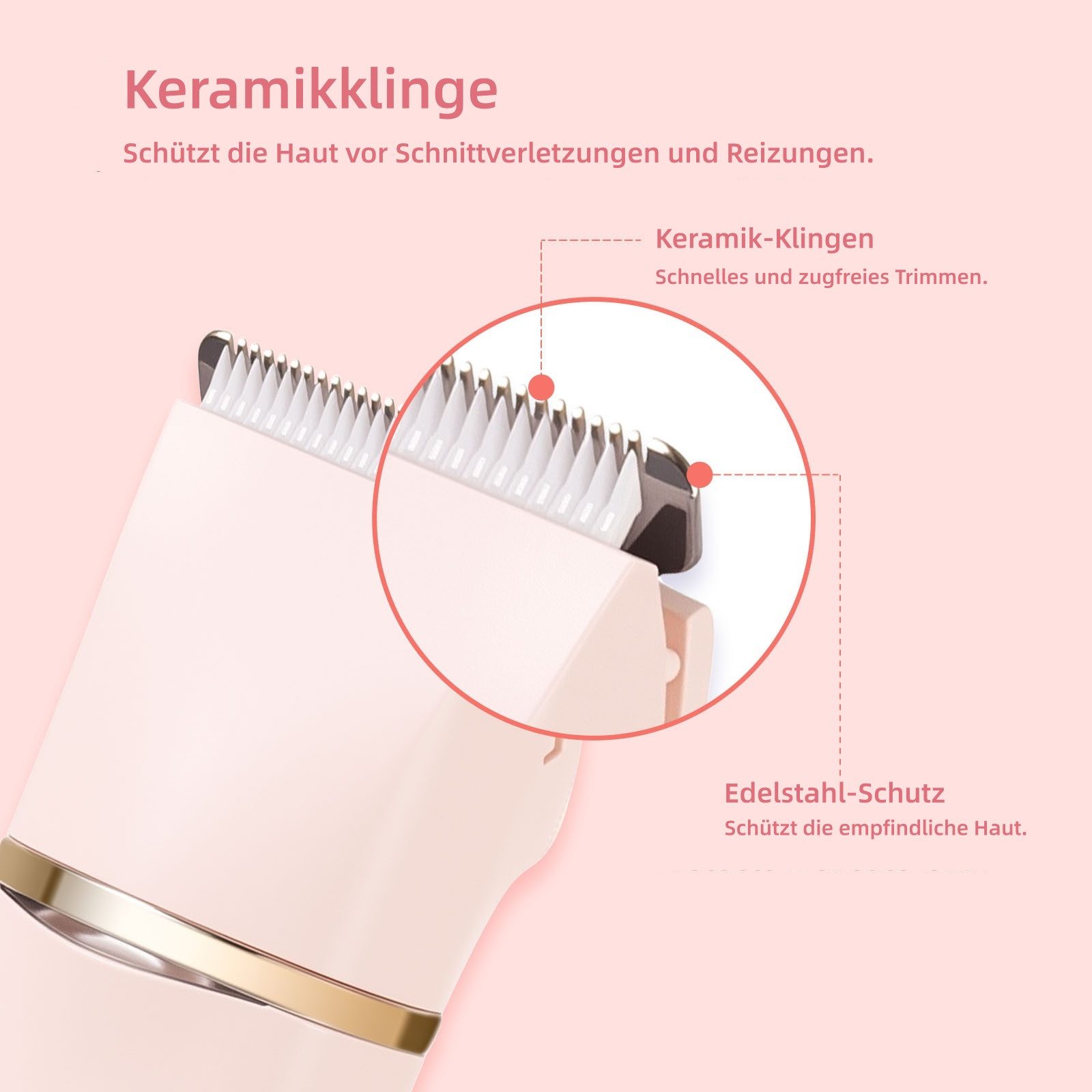 HATTEKER Epilierer HT-597, Aufsätze: 1 St., Rasierer für Damen, Trimmer, Gesichtstrimmer, 4-in-1, wasserdicht