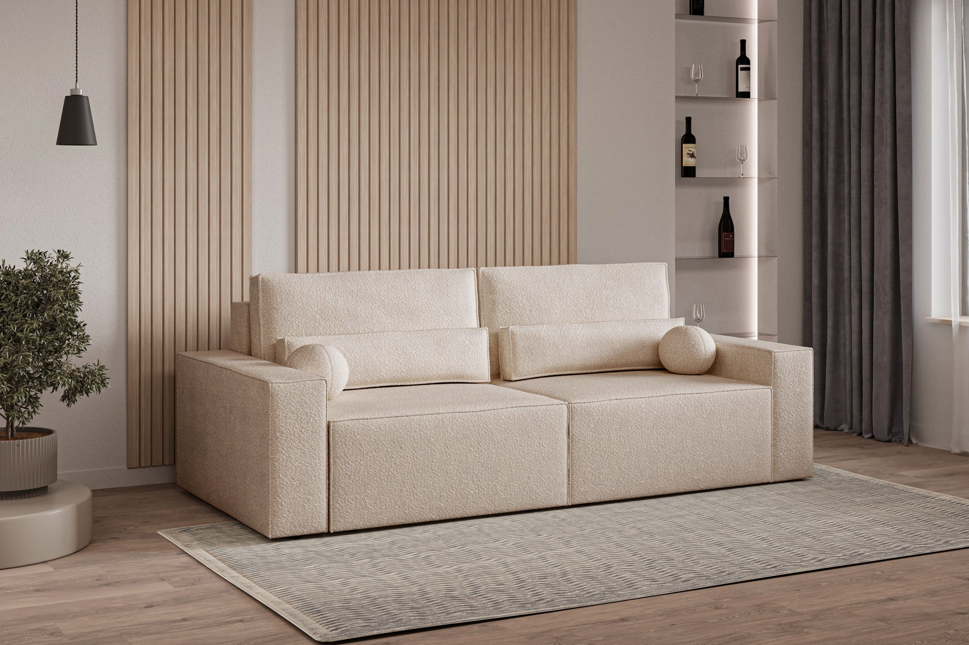 MOEBLO Schlafsofa Denver mini aus Bouclé, günstig online kaufen