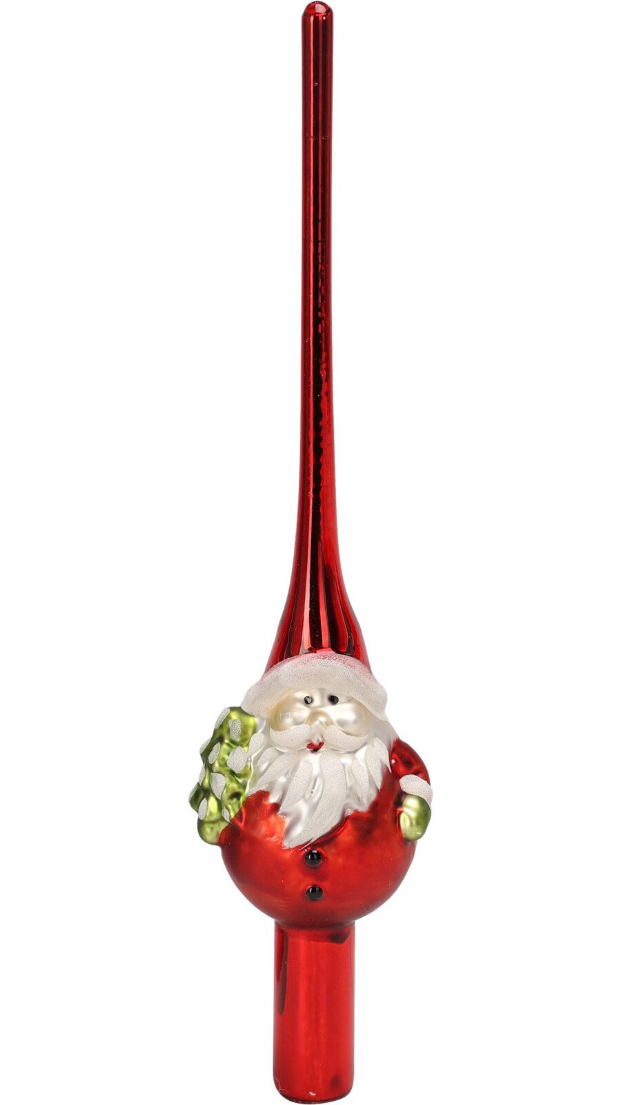 Koopman Christbaumspitze Weihnachtsbaumspitze Baumspitze Glas Schnee,-/ Weihnachtsmann 25cm (1-tlg), Weihnachtsmann, 25cm hoch, Glas, Leichtgewichtig, Weihnachten