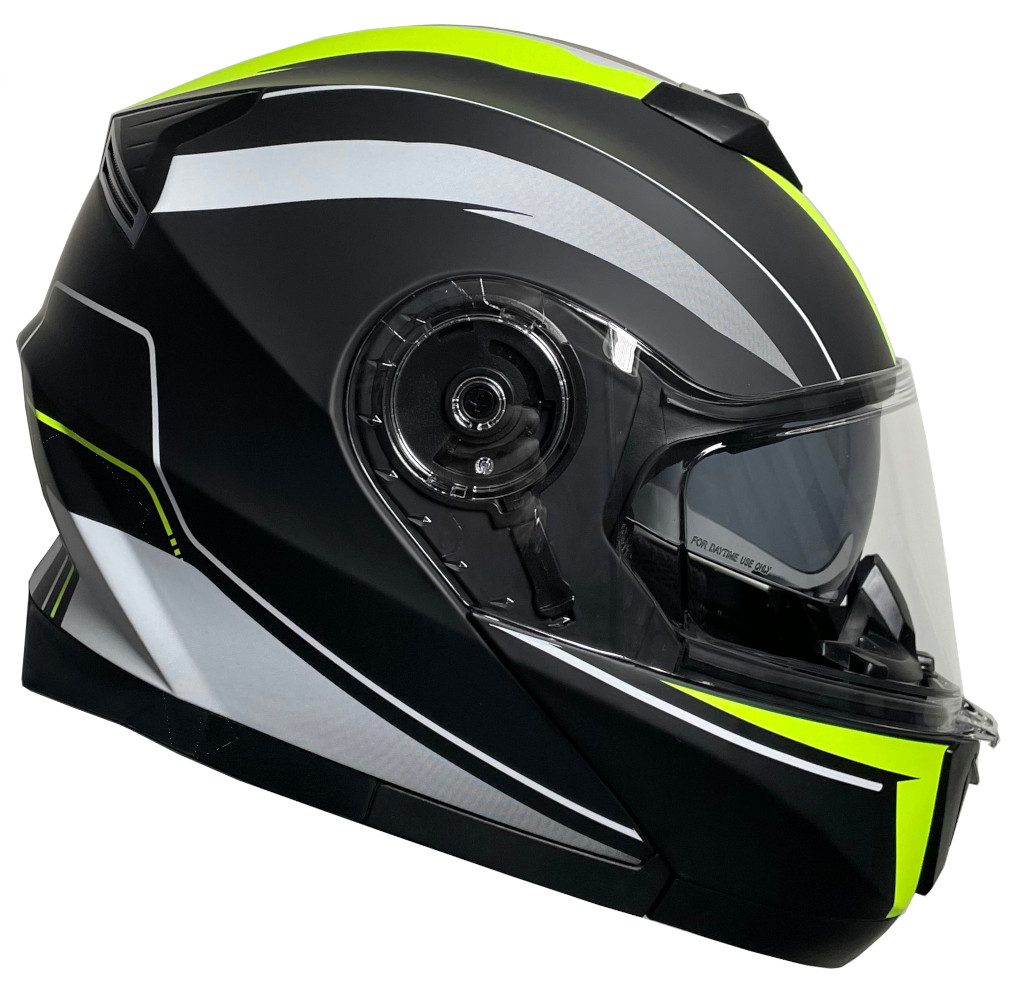 RALLOX Helmets Motorradhelm Klapphelm 160 Motorradhelm Helm Rollerhelm matt schwarz neon grün