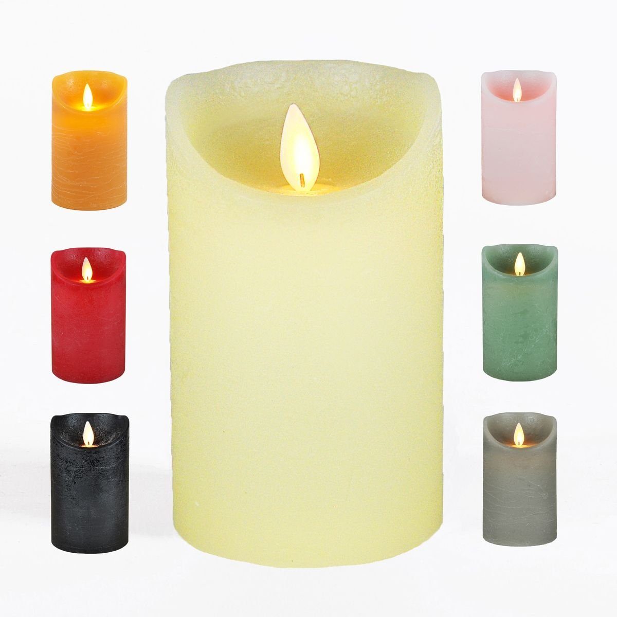JACK LED-Kerze LED Echtwachskerze Kerze 10 / 12,5 / 15 cm Timer Ø 7,5cm Wachskerze (1-tlg), große Farb- und Größenauswahl, Echtwachskerzen mit Timerfunktion Elfenbein