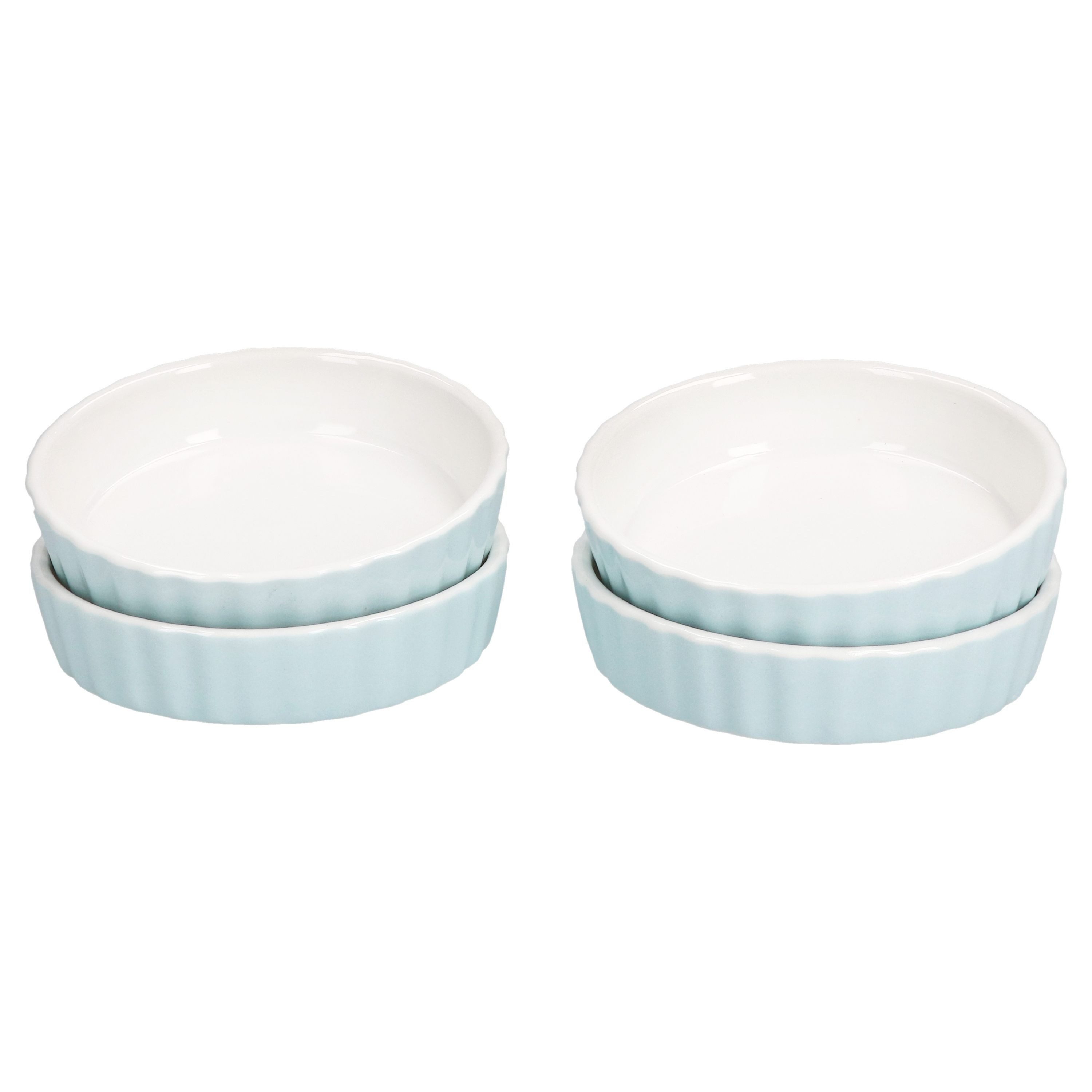 Auflaufform 4x Schälchen Emilia 140ml Porzellan blau Crème Brûlée Backform