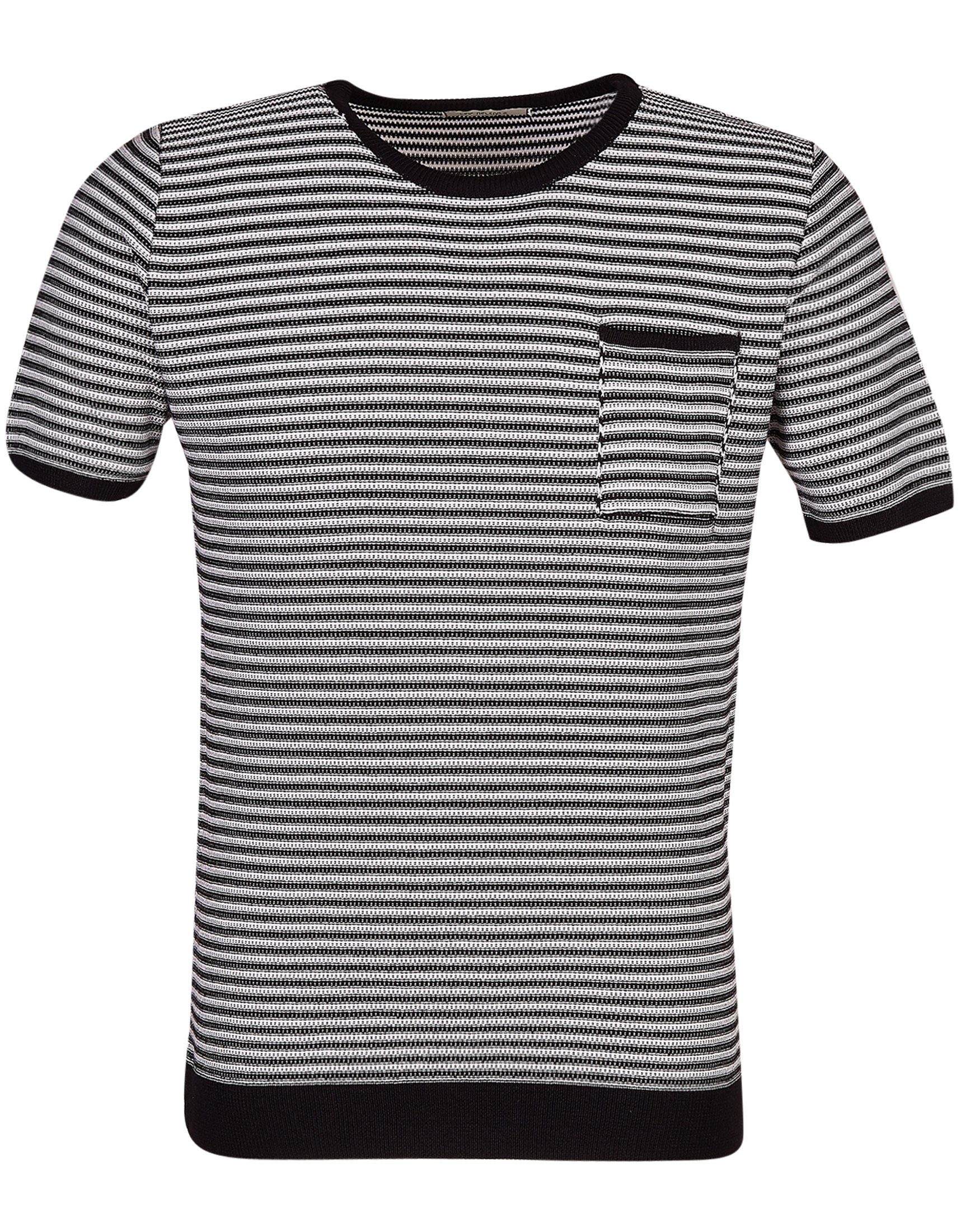 T-Shirt Nelson LN-7650 schwarz-ecruweiß normal Leif Rundhals